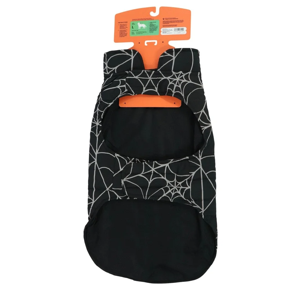 Boots & Barkley Black Spider Web Dog Vest Reflective Large NEW READ